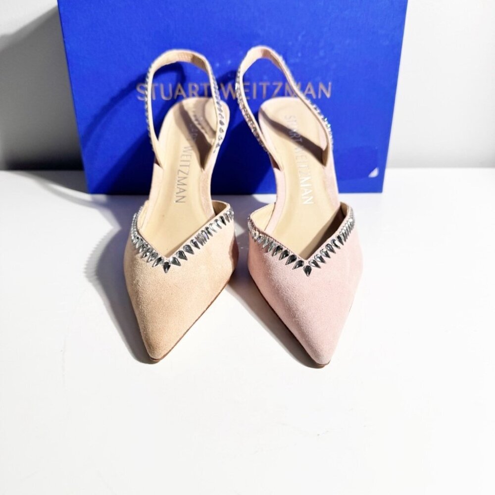 Stuart Weitzman Gemcut XCurve 85 in Suede Ballet Pink size 8 - Picture 2 of 8